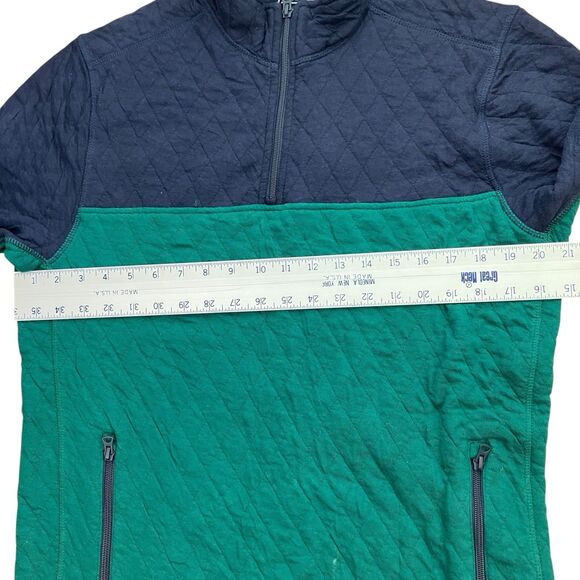 J Crew Sweater Mens M Green Quilted Half Zip Pullover Colorblock Smart Casual - Picture 5 of 16